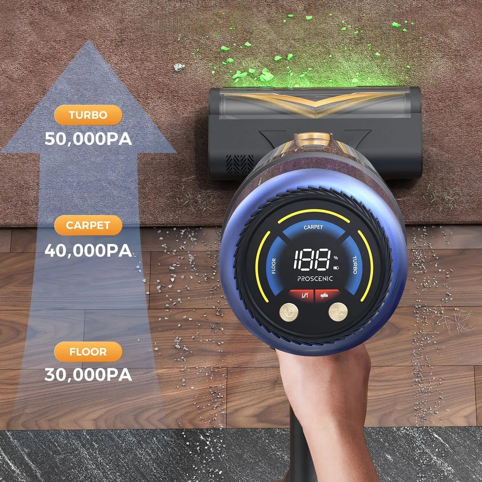 Proscenic P15 Stick Vacuum | 55kPa Powerful Suction & 70min Runtime