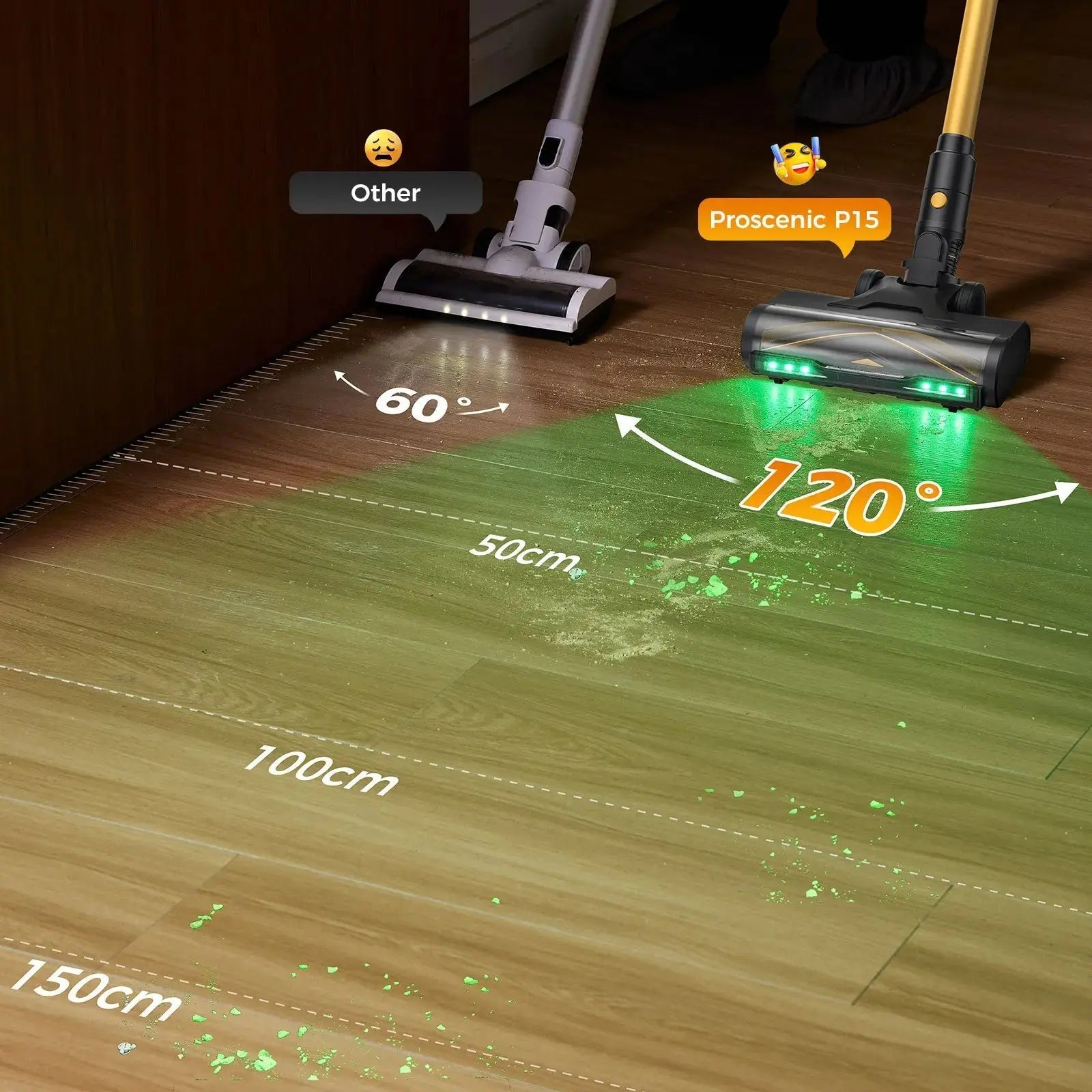 Proscenic P15 Stick Vacuum | 55kPa Powerful Suction & 70min Runtime